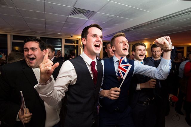 Reaction to Brexit vote at the Leave.EU campaign's referendum party at Millbank Tower